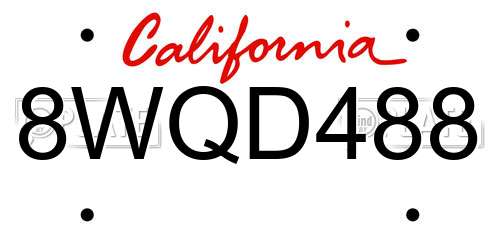 8WQD488 California License Plate