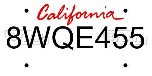 8WQE455 California License Plate