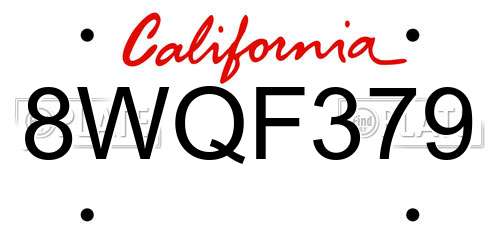 8WQF379 California License Plate
