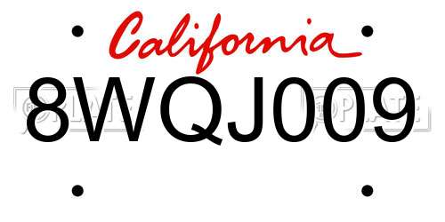 8WQJ009 California License Plate