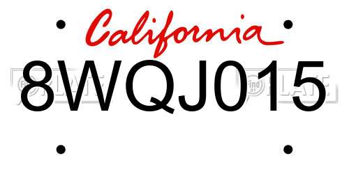 8WQJ015 California License Plate