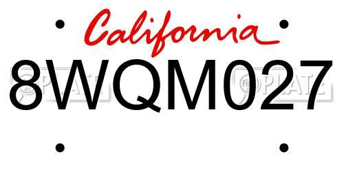 8WQM027 California License Plate