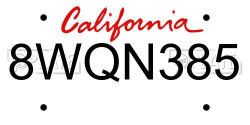 8WQN385 California License Plate