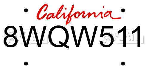8WQW511 California License Plate