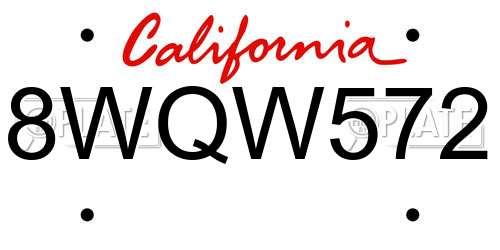 8WQW572 California License Plate