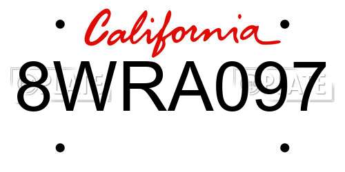 8WRA097 California License Plate