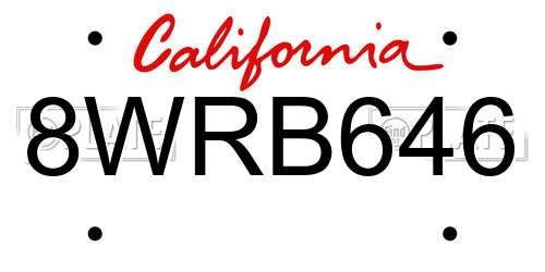 8WRB646 California License Plate