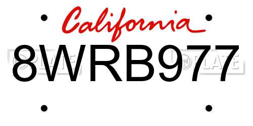 8WRB977 California License Plate