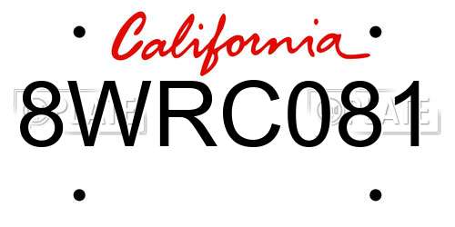 8WRC081 California License Plate