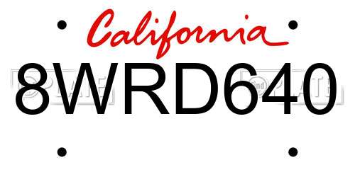 8WRD640 California License Plate