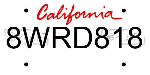 8WRD818 California License Plate