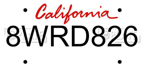 8WRD826 California License Plate