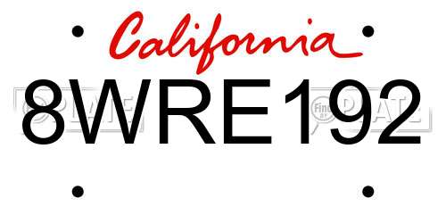 8WRE192 California License Plate