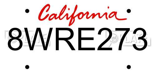 8WRE273 California License Plate