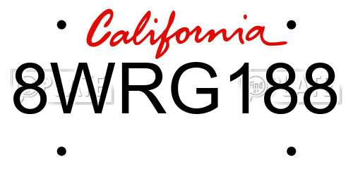 8WRG188 California License Plate