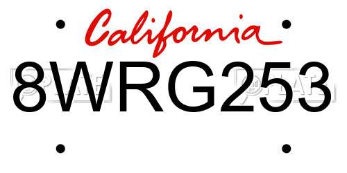 8WRG253 California License Plate