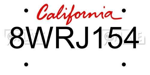 8WRJ154 California License Plate
