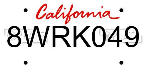 8WRK049 California License Plate