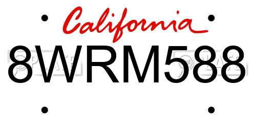 8WRM588 California License Plate