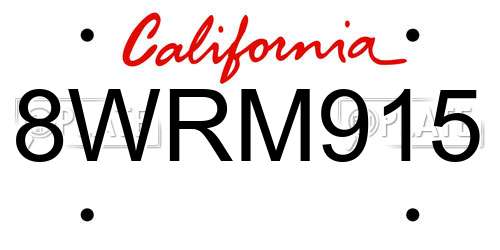 8WRM915 California License Plate