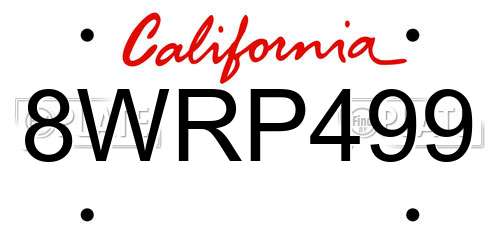 8WRP499 California License Plate