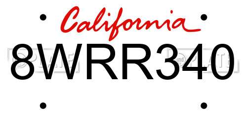 8WRR340 California License Plate