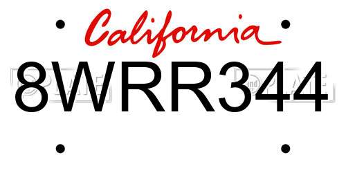 8WRR344 California License Plate