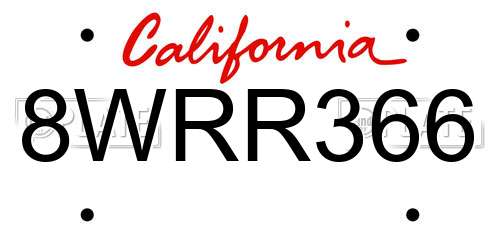 8WRR366 California License Plate