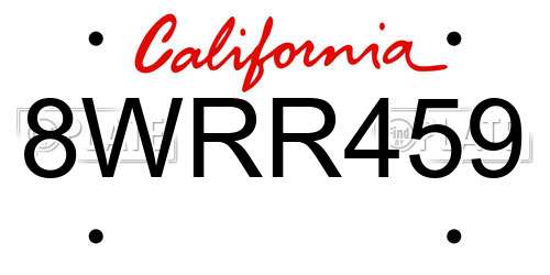 8WRR459 California License Plate