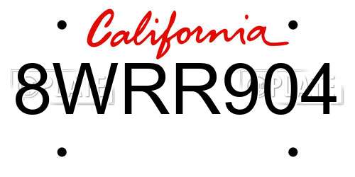 8WRR904 California License Plate