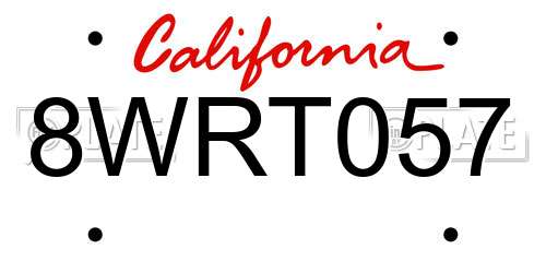 8WRT057 California License Plate