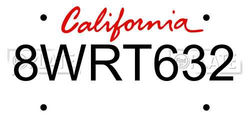 8WRT632 California License Plate