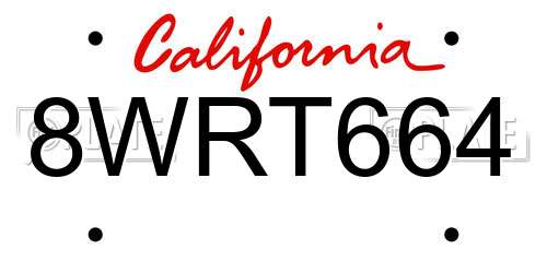 8WRT664 California License Plate