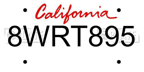 8WRT895 California License Plate