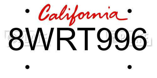 8WRT996 California License Plate
