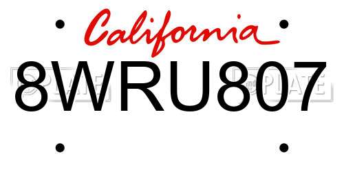 8WRU807 California License Plate