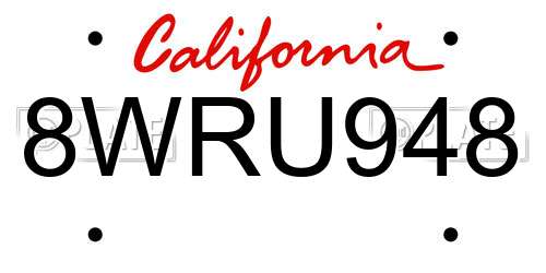 8WRU948 California License Plate