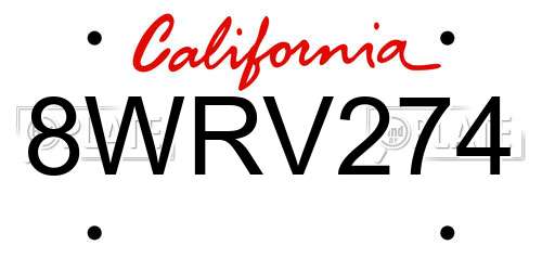 8WRV274 California License Plate