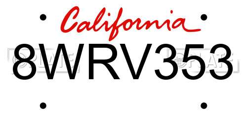 8WRV353 California License Plate