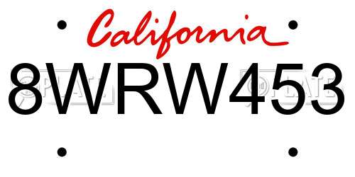 8WRW453 California License Plate