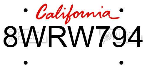 8WRW794 California License Plate