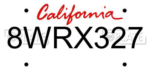 8WRX327 California License Plate