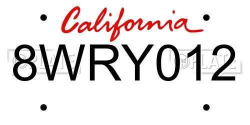 8WRY012 California License Plate