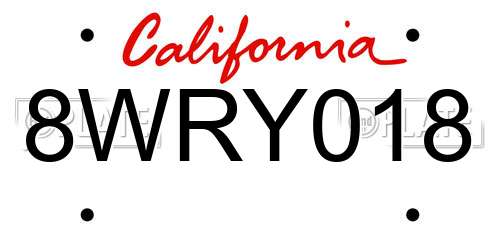 8WRY018 California License Plate