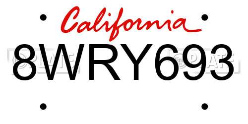 8WRY693 California License Plate