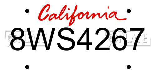 8WS4267 California License Plate