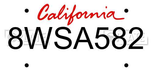 8WSA582 California License Plate
