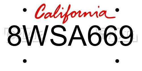 8WSA669 California License Plate