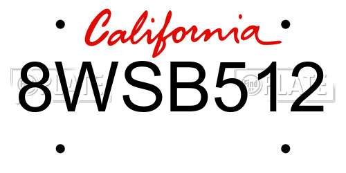 8WSB512 California License Plate