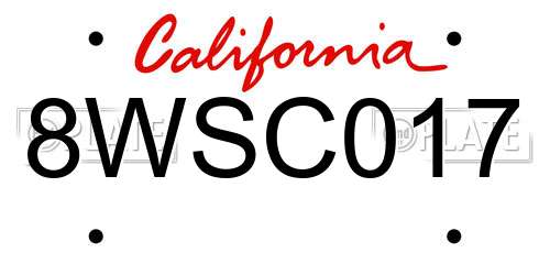 8WSC017 California License Plate